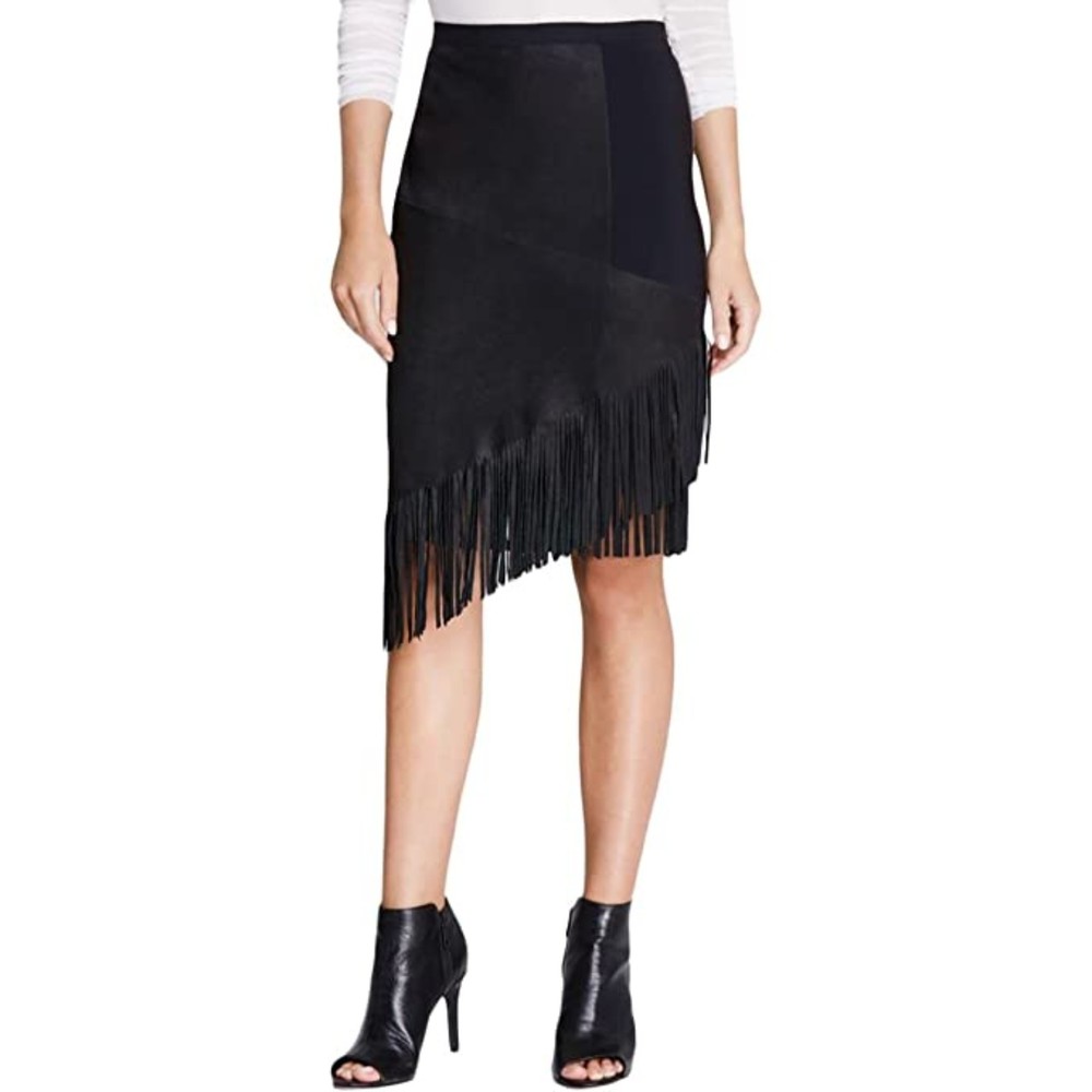 Elie Tahari Black Fringe Pencil Skirt